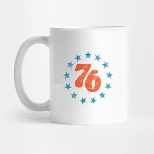 76 - Star Design (Worn Red + Blue on White) Mug